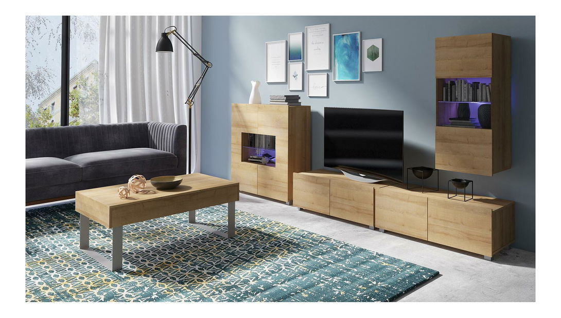 Mobilier living Calabria 1 (stejar auriu) (cu iluminat)