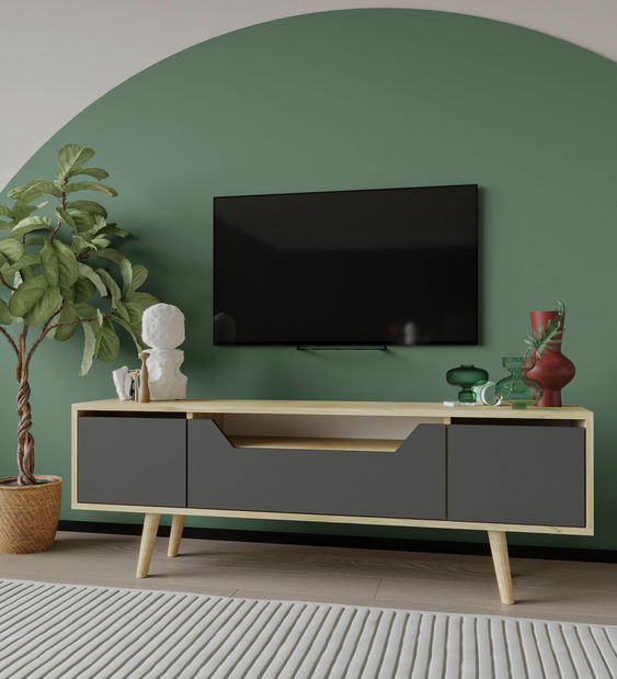 TV skrinka Romia (dub zafírový + antracit)