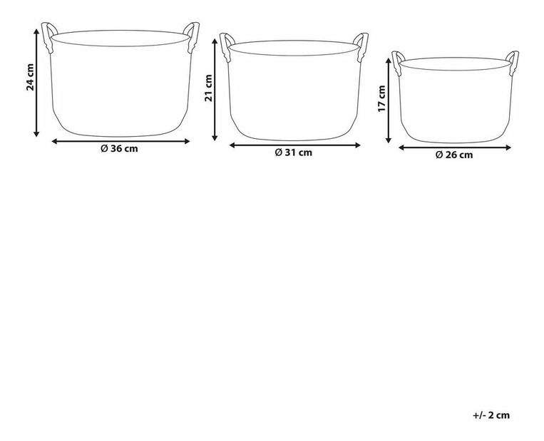 Set 3 ks košíkov Schelby (prírodná) 