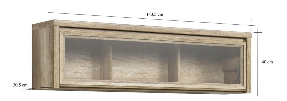 Vitrina de perete Kasey SFW1W/140 (Stejar monument)