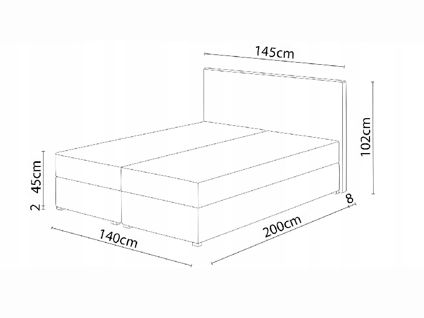 Bračni krevet Boxspring 140x200 cm Karum (s podnicom i madracem) (smeđa)