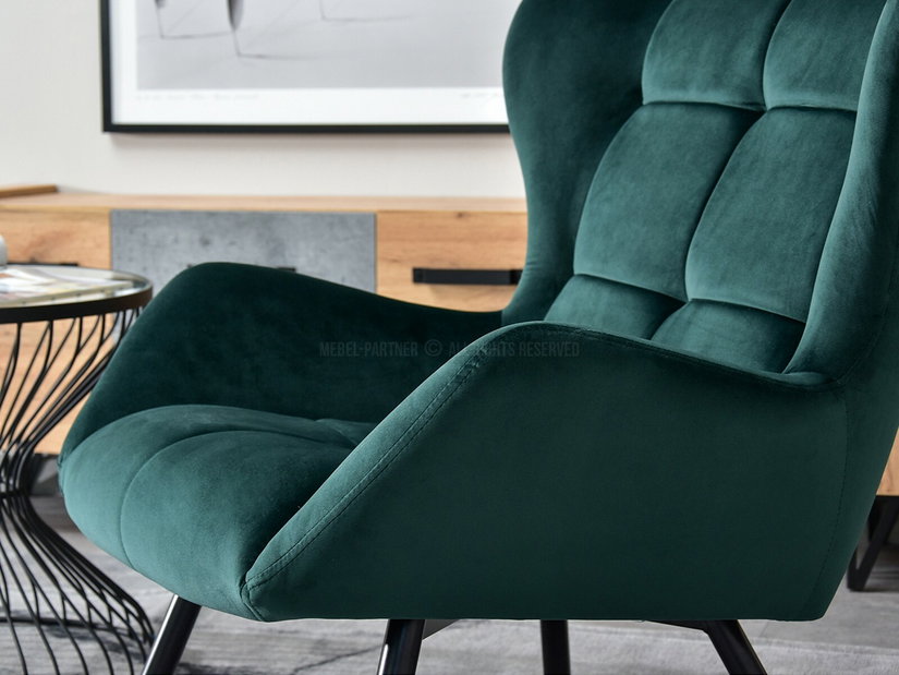 Dizájnos fotel Norweien (zöld + arany)