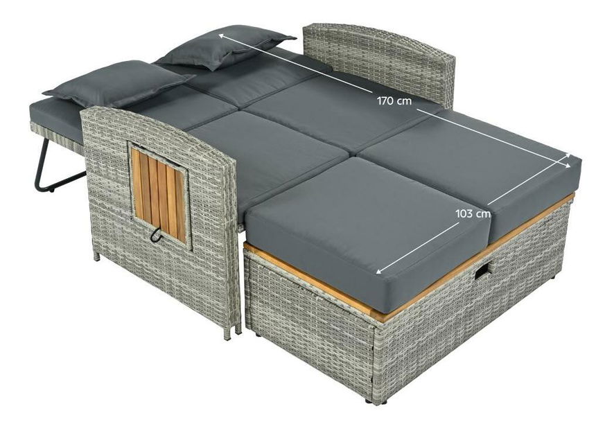 Vrtna sofa Mory (siva + prirodna)