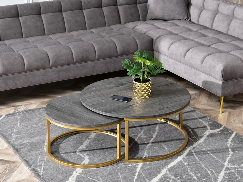 Konferenčný stolík Kolja Stolik S (dub sivý + zlatá)