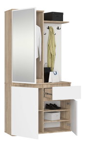 Előszoba bútor Enteruno (sonoma tölgy + fehér) (tükörrel)