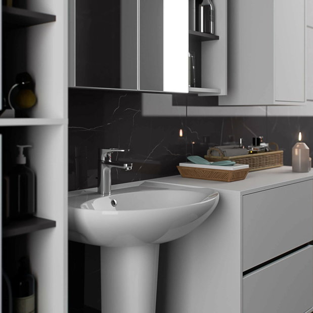 Dulap de baie Vambos W50 2D 6P (alb + grafit)