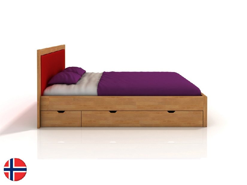 Manželská posteľ 160 cm Naturlig Manglerud High Drawers (buk)