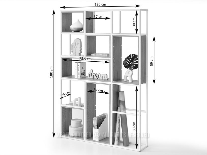 Regál Julia (tölgy + fehér)