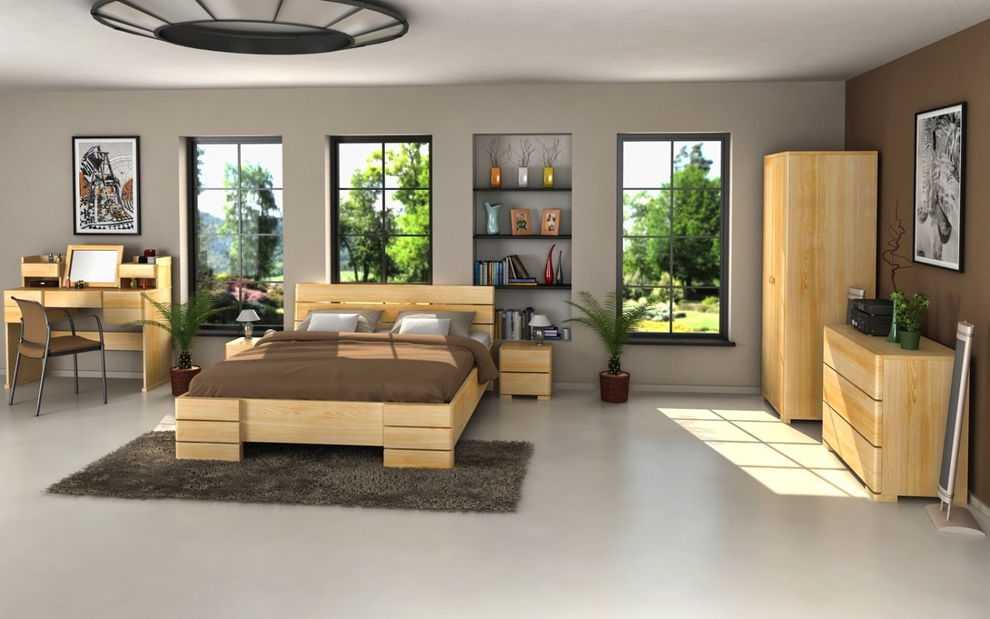 Manželská posteľ 200 cm Naturlig Lorenskog High (borovica)