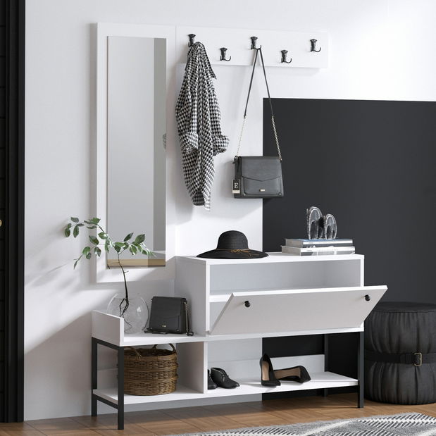 Előszoba szett Aliex 12 (fehér + fekete) (tükörrel)