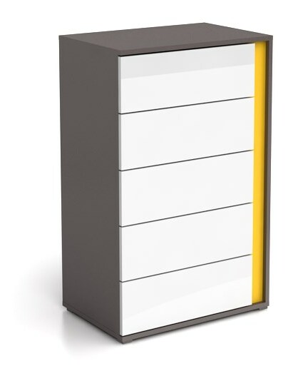 Komoda BRW Graphic KOM5SL lesk biely