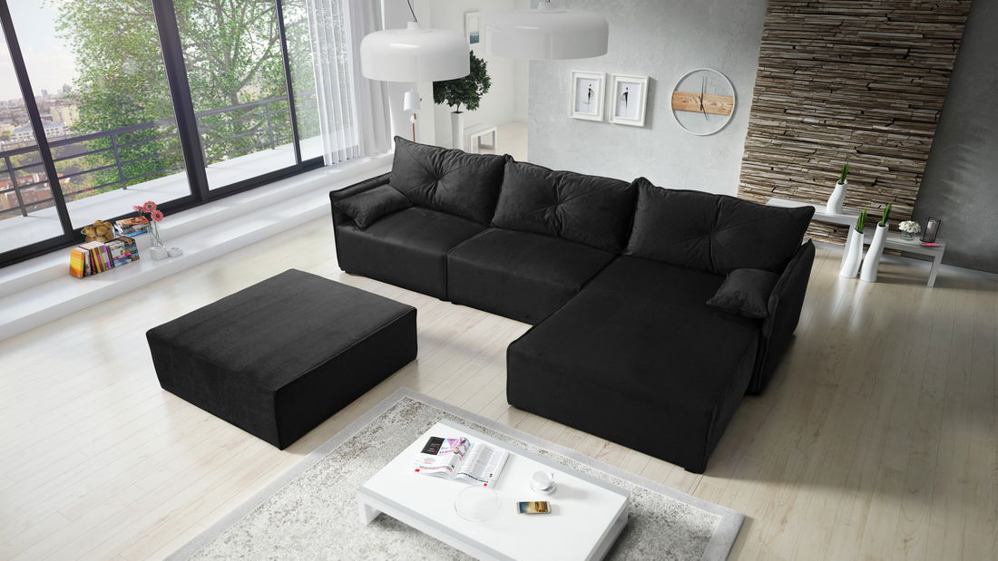 Colțar Leonaro 2 (Negru) (D)