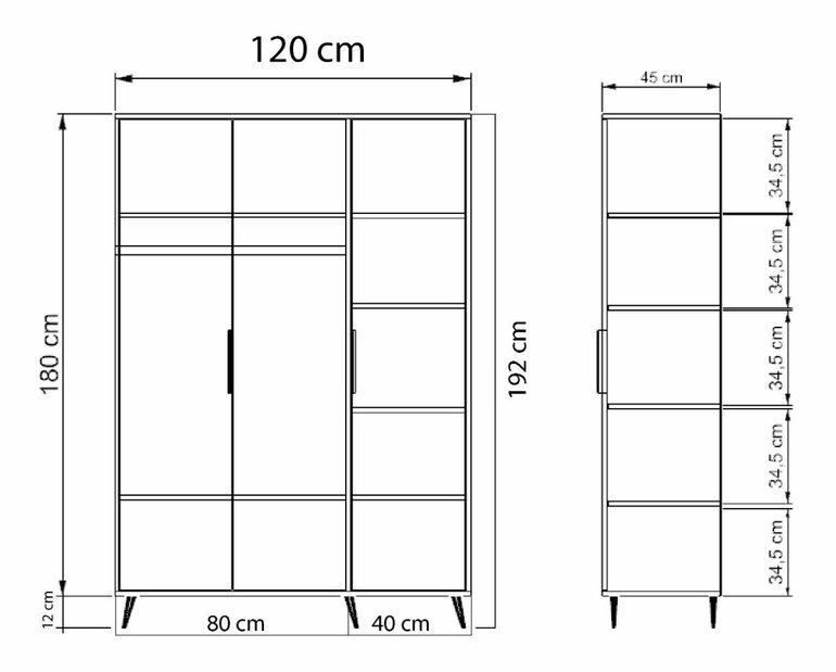 Šatníková skriňa Adian (dub + biela)