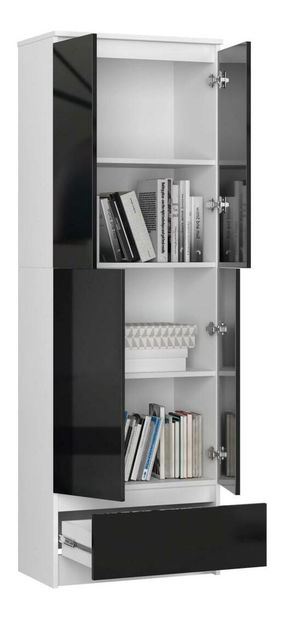 Polcosszekrény Renzo (fehér + fényes fekete )