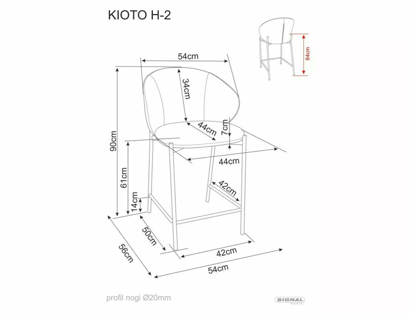 Barová stolička Kimito H 2 (čierna + béžová)