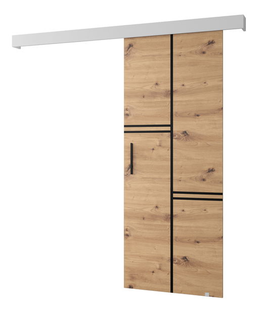 Posuvné dvere 90 cm Sharlene VIII (dub artisan + biela matná + čierna)