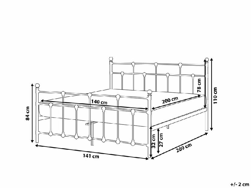 Manželská posteľ 140 cm Lynza (čierna)