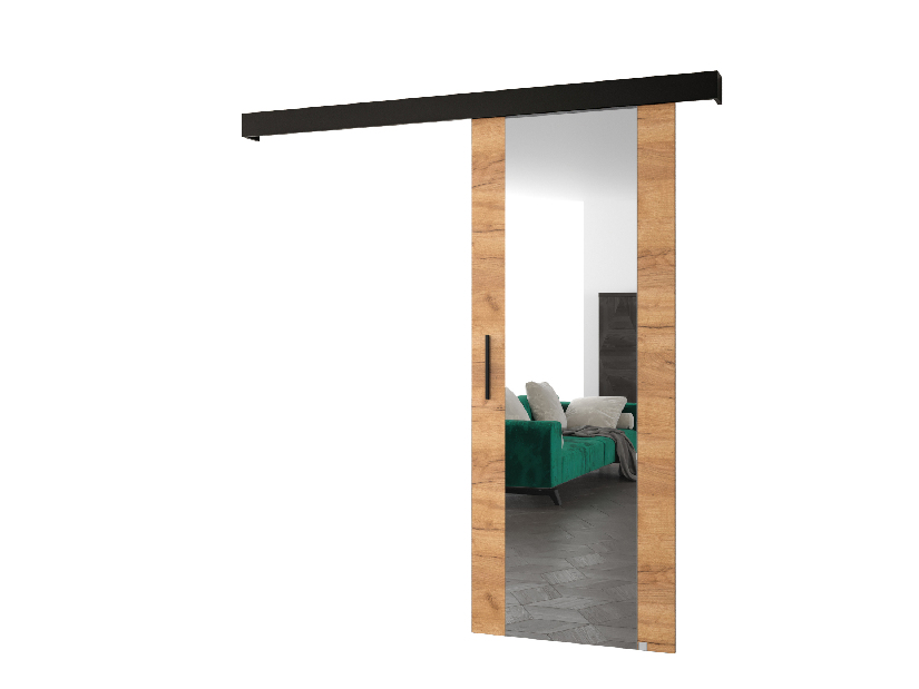 Uși culisante 90 cm Sharlene II (craft auriu + negru mat + negru) (cu oglindă)