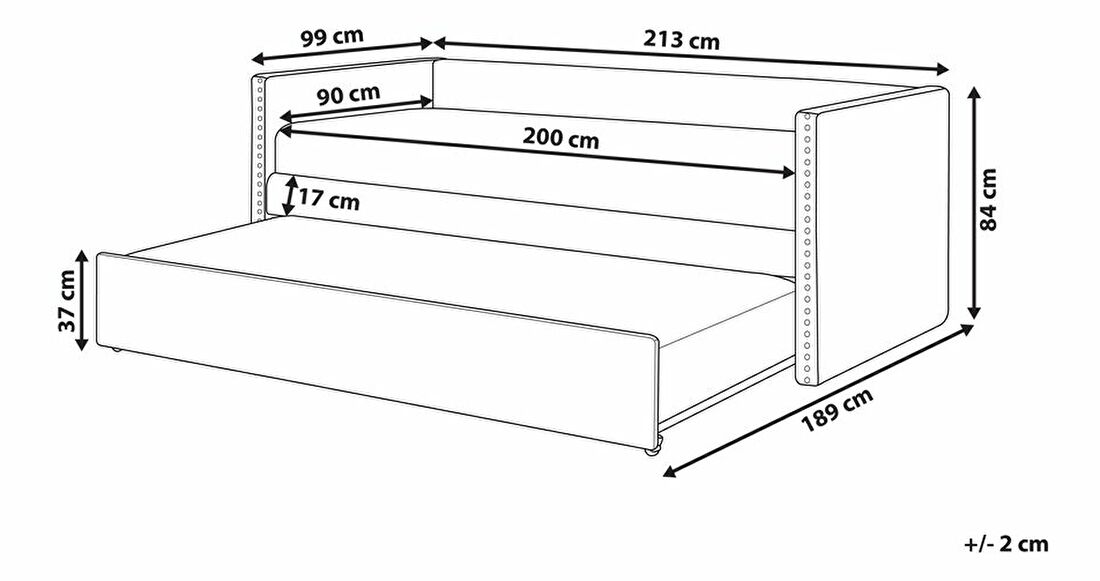 Pat de o persoană 200 x 90 cm Tish (bej) (cu somieră)