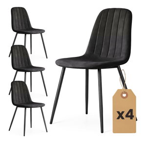 Set 4 scaune de sufragerie Lumbo (negru)