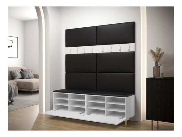 Set mobilier hol Frisala II (negru + Piele ecologică Soft 011 (negru)) *vânzare stoc