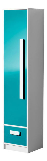 Policová skriňa Rowan RL4 (biela + tyrkysová)