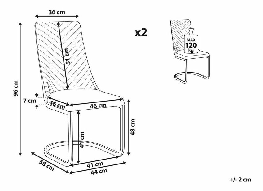 Set 2 ks jedálenských stoličiek Alida (béžová)