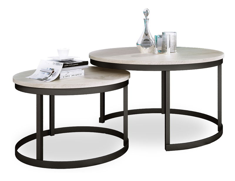 Set 2 ks. măsuțe cafea Otir (negru + stejar sonoma)