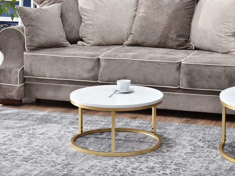 Dohányzóasztal Kolja Stolik S (fehér + arany)