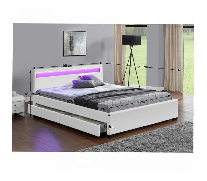 Manželská posteľ 160 cm Miss (s roštom, osvetlením a úl. priestorom)