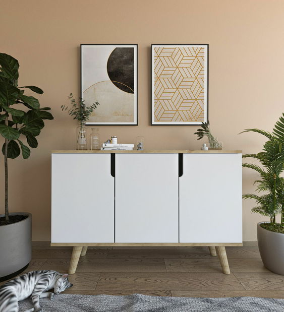 Skrinka Veria (dub zafírový + biela)