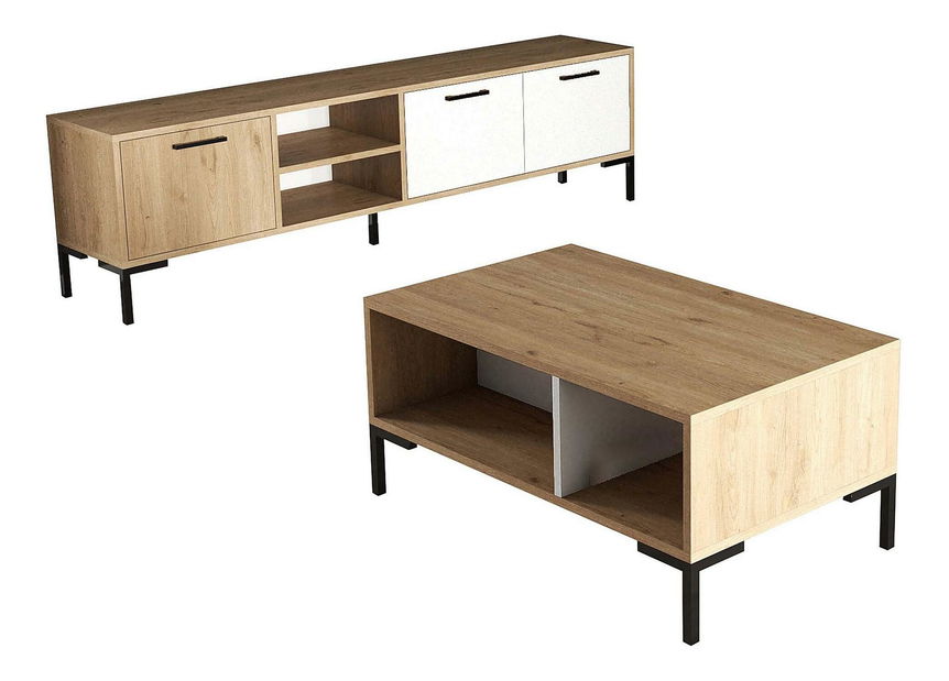 Súprava nábytku do obývačky Povipi 2 (dub + biela) 