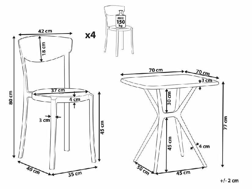 Set mobilier de balcon Valkyrja (Albastru + Alb) 