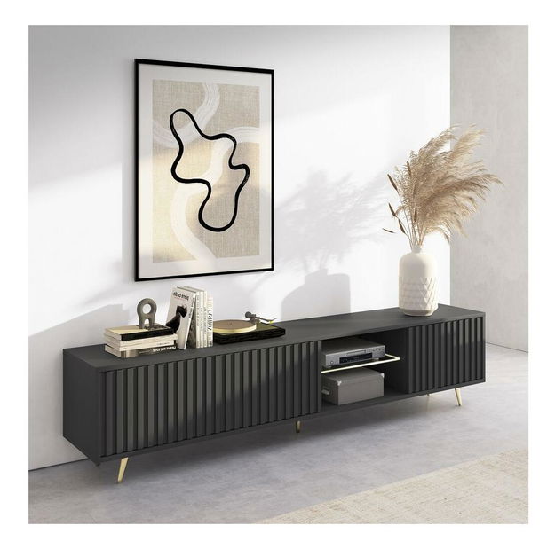 Tv szekrény/asztal Biel 175 (világítással) (fekete)