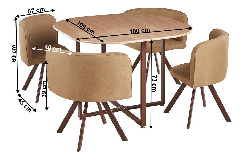 Blagovaonski set 4+1 Brianite (svijetlosmeđa + prirodna) *Outlet moguća oštećenja