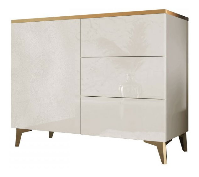 Komoda Opuncia 1D3S (bež sjaj + zlatna)