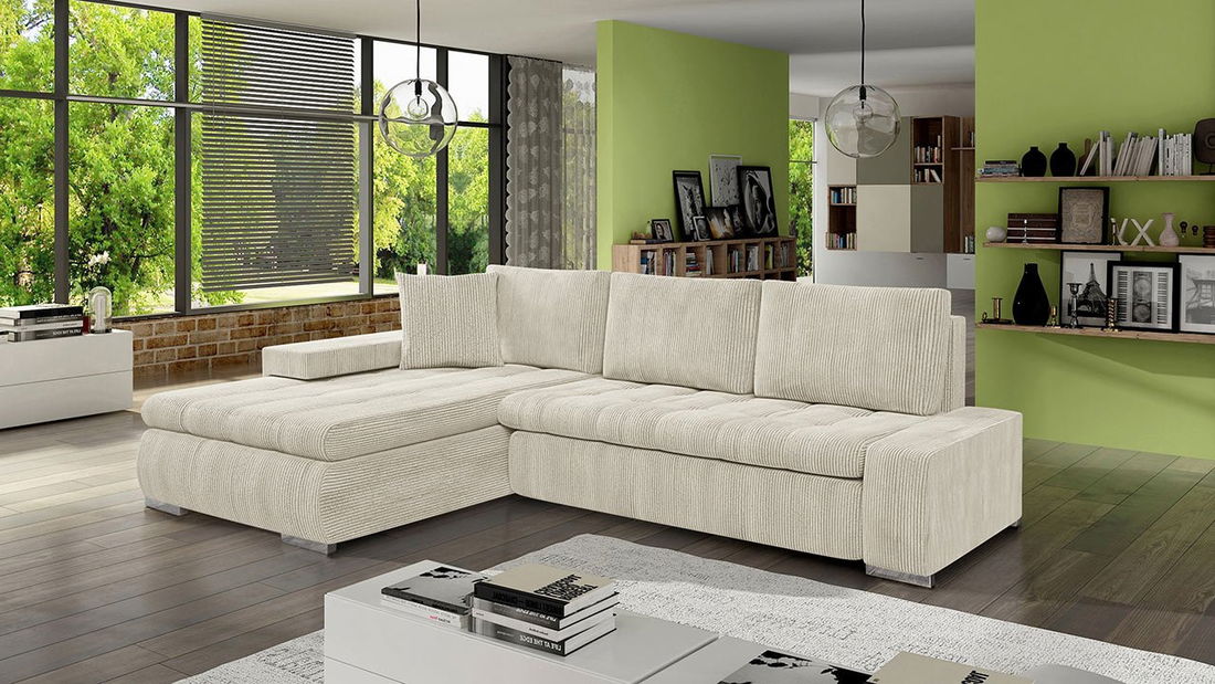 Rohová sedacia súprava Hesron (vanilková)