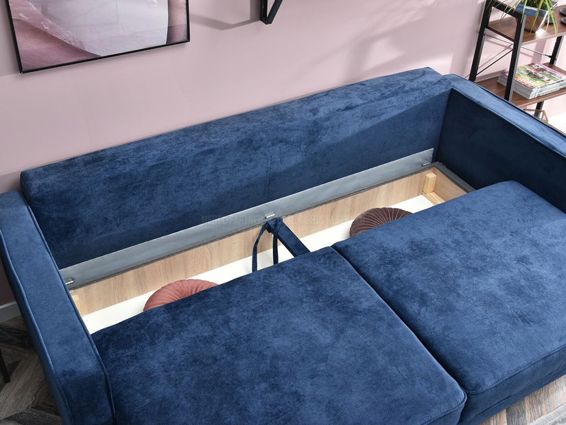 Kétszemélyes kanapé Legacion (sötétkék + dió)