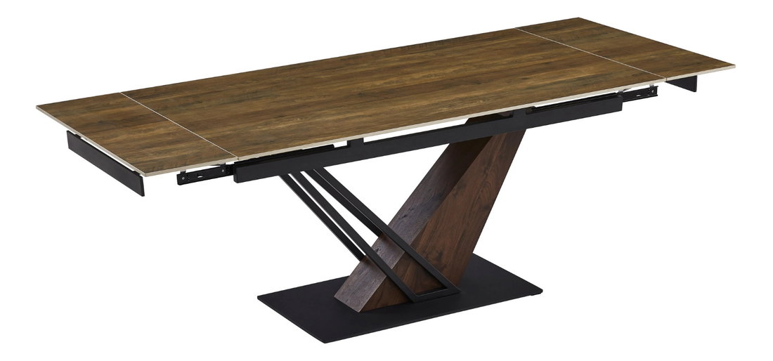 Széthúzható étkezőasztal Rixy (sötét tölgy + fekete) (6-8 fő részére)