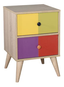 Noćni stolić Kiran 2 (hrast + više boja)