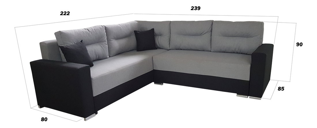 Rohová sedačka Patrice (čierna + sivá) (L)
