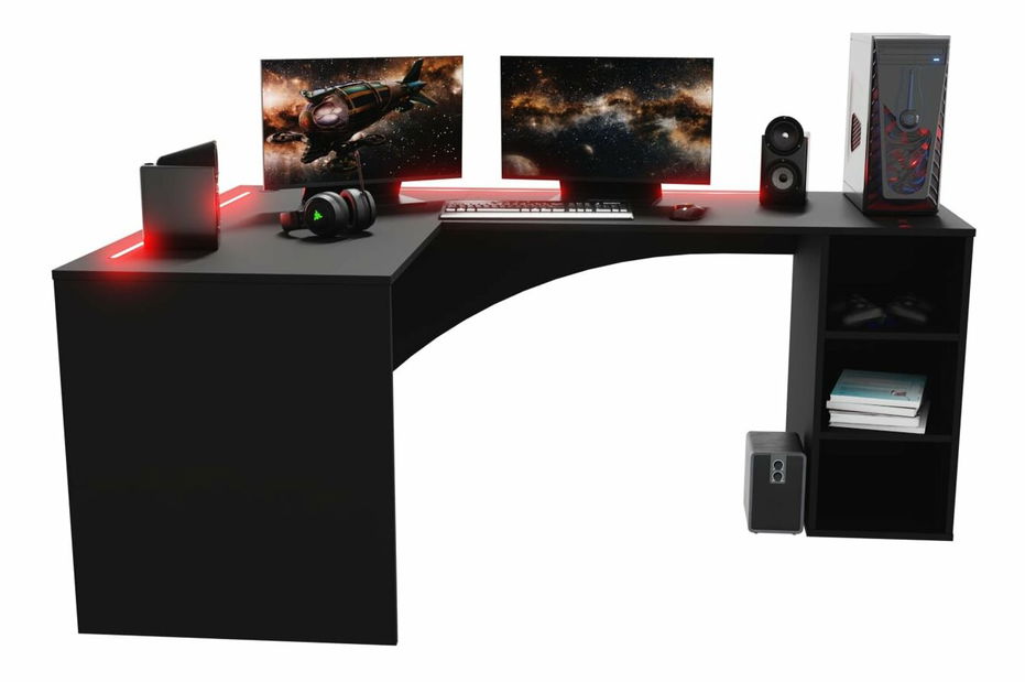 Masă PC de colț Carbon (Negru) (S) (cu iluminat RGB)