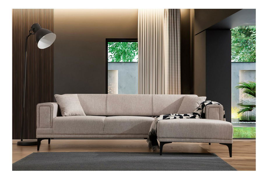 Kutna garnitura Horazotta (D) (svijetlosmeđa + crna)