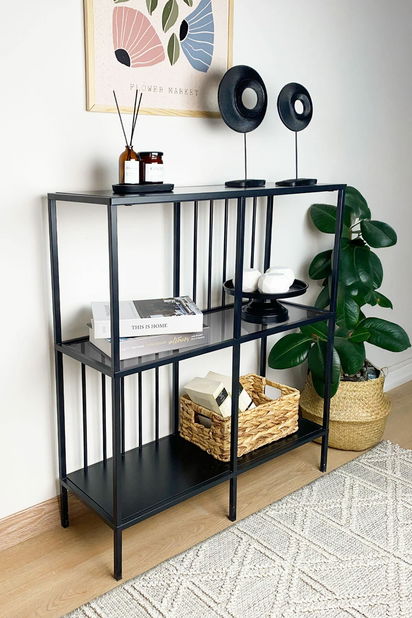 Regal Savoj (crna + staklo)