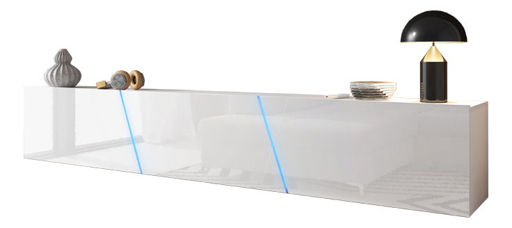 TV stolík/skrinka Savanna 240 (biela matná + biely lesk) (s osvetlením)