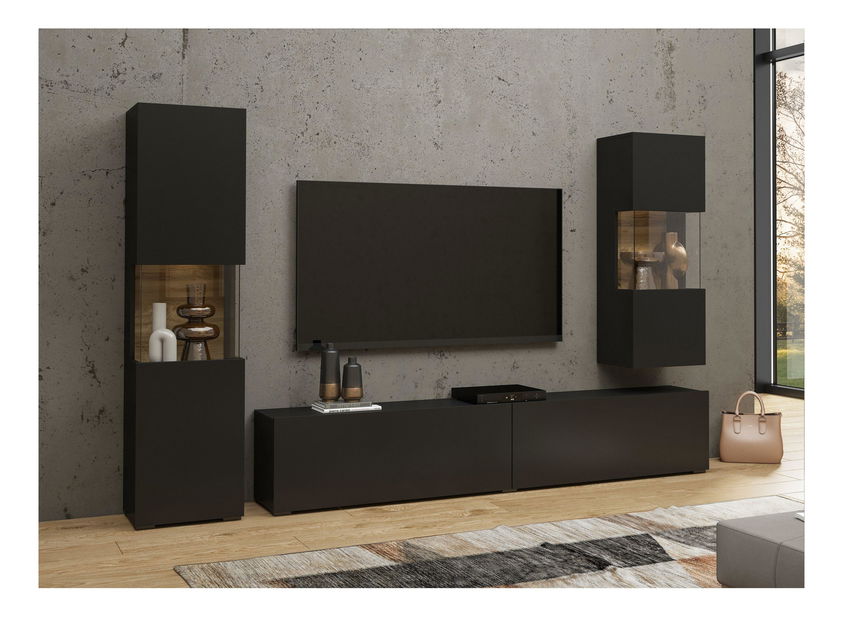 Mobilier living Avernic Typ 10 (onyx negru + Stejar wotan)
