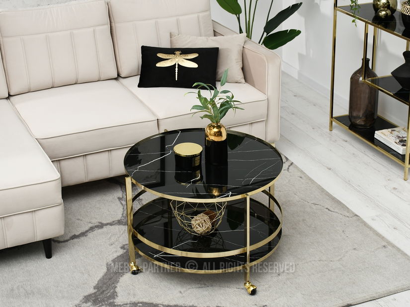 Dohányzóasztal Chici (fekete márvány + arany)