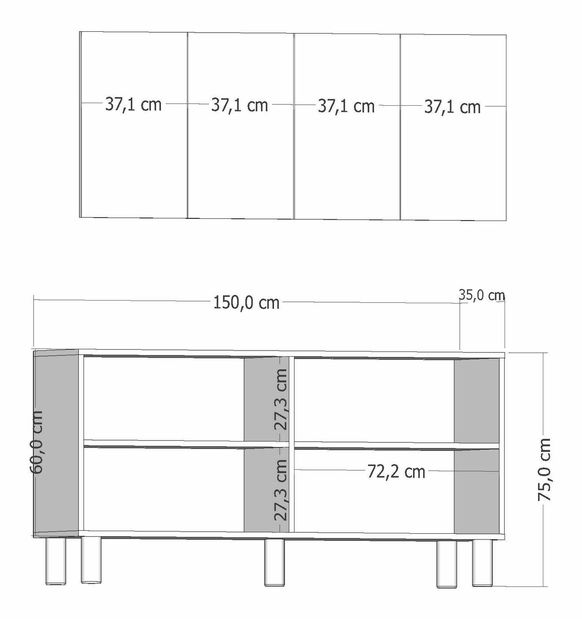 Komoda Moncici K (safirni hrast + bijela)