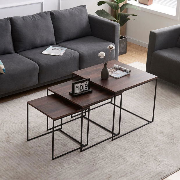 Set 3 konferenčných stolíkov Adeptos (orech)