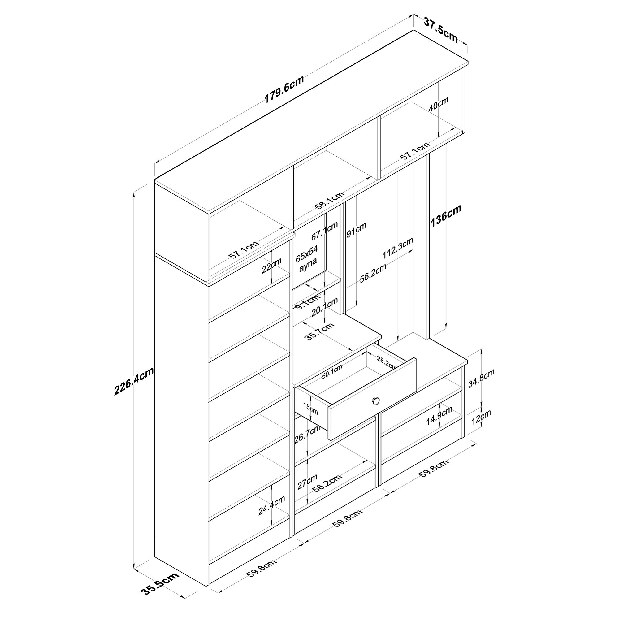 Set mobilier pentru hol Emily (Nuc + Alb)